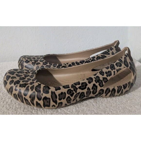 Crocs Kadee Womens Size 8 Ballet Flats Leopard Animal Print Slip On Shoes - Picture 7 of 12